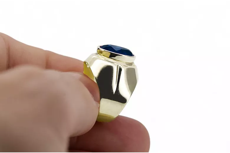 Saphir Or jaune 14 carats Anneau Vintage vrc296y